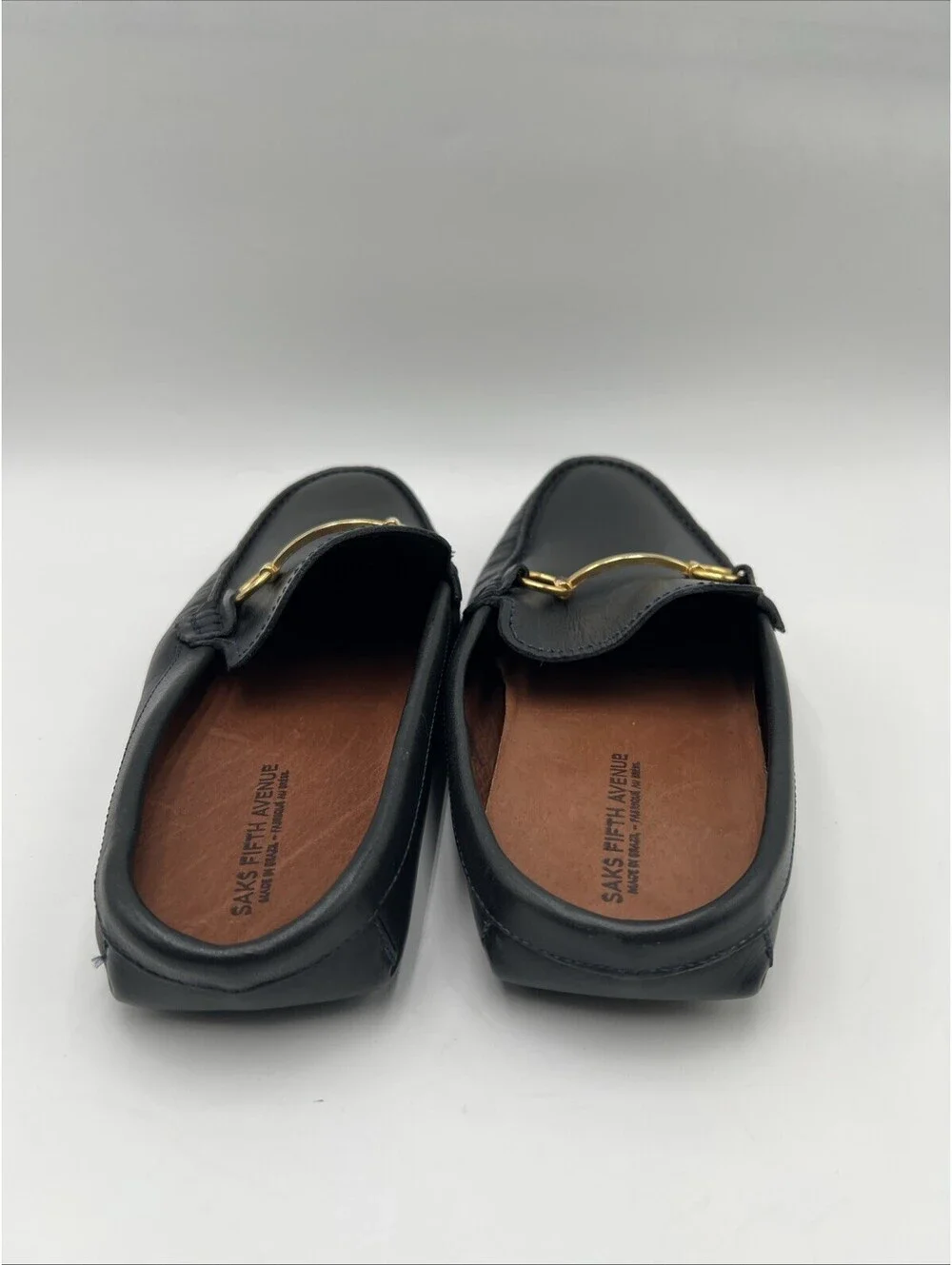 Men’s Saks Fifth Avenue Dark gray leather horsebit mule loafer Size 8M